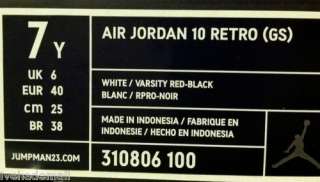   Air Jordan 10 X Retro Sz 7 Y GS Chicago Bulls 310806 100 Grade School