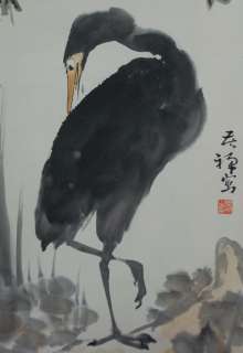 J385Chinese Scroll Painting of Flower&Bird by Li Kuchan  