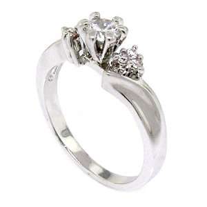  Classic Promise Ring w/Oval & Round Brilliant White CZs 