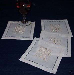 Embroidered Hem Stitch Linen Coaster, X  