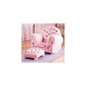  CHILDRENS FLORAL ARM CHAIR WITH STOOL 