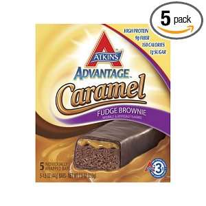 Atkins Advantage Caramel Bars, Fudge Brownie, 1.5 Ounce Bars (Pack of 