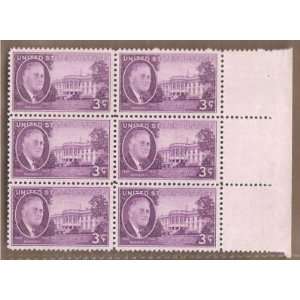  Stamps US Roosevelt and Hyde Park Home Sc932 MNHVF block 4 
