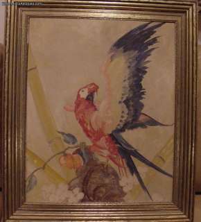 California Impressionist Oil On Canvas Exotic Bird  