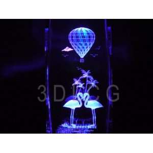  Flamingo Birds 3D Laser Etched Crystal 6 Inch Everything 