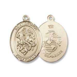   14KT Medal Military US Marines Patron Saint of Soldiers Jewelry