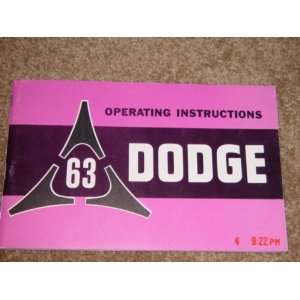  1963 Dodge Factory Original Owners Manual Automotive