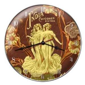  India Coffee Vintage Metal Clock