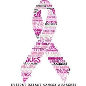 Breast Cancer WORDY RIBBON New Jumbo Tote Bag L@@K  