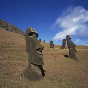  Moai Statues Carved from Crater Walls, Easter Island 