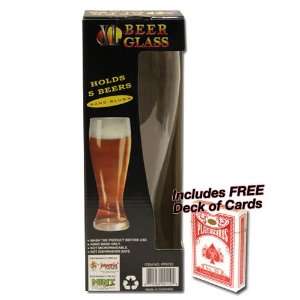  XL Giant Beer Glass, Holds 5 Beers Plus FREE Deck of Cards 