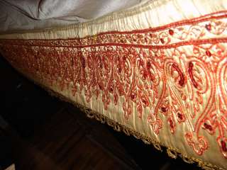   ANTIQUE SILK EMBROIDERED VALANCE or TABLE COVER or BED COVER  