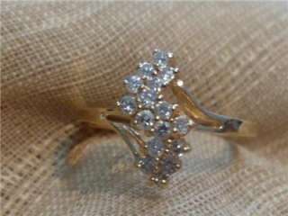 10k yellow gold diamond cluster squiggle ring size 5 1/2  