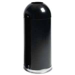   and Metallic Series Open Top Waste Receptacle, Round, Black / Chrome
