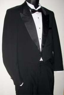Pierre Cardin Black Tuxedo Tailcoat Jacket Tails Coat Wool Wedding 