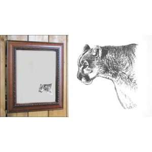 Wildlife Mirror  Etched Cougar Rustic Mirrors