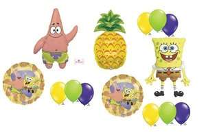 Spongebob Patrick Pineapple Mylar Latex Deluxe Balloon Set Party 