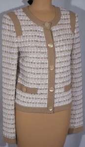   ST. JOHN Knits Tile Tweed Knit Carmel Multi Jacket Blazer sz 16 $1295