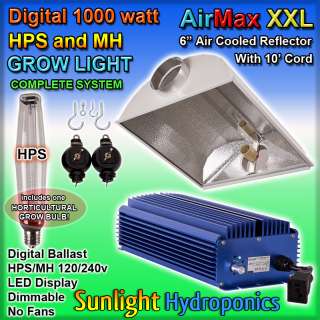 1000 WATT DIGITAL HPS MH AIR COOL HOOD GROW LIGHT 1000W  