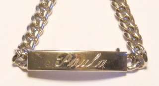 Vtg Speidel Silvertone ID Bracelet Engraved PAULA  