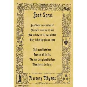  A4 Size Parchment Poster Nursery Rhyme Jack Sprat