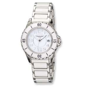   Ladies Charles Hubert Stainless Steel and Ceramic White Dial Watch