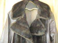 Lilli Ann London Leather Faux Fur Trim Jacket Womans Vintage  