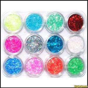12pcs Glitter Shiny Sparkly Short Strip Lace Nail Art Tip Decoration 