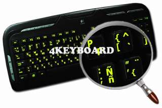 Glow fluorescent Spanish English US keyboard sticker  