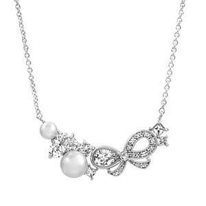  Emitations Revas CZ & Pearl Bow Pendant Necklace, Silver 
