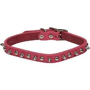   Pink Leather Spiked Dog Collar