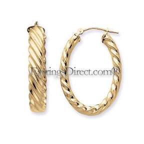 Large TWISTED Cable 14k 14kt Gold OVAL Hoop EARRINGS 5mm thick Bold 
