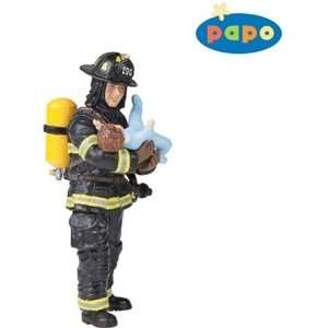  Papo Yellow US Fireman w/ Baby Toys & Games