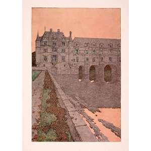  1906 Print Jules Guerin Art Chateau Chenonceau France 