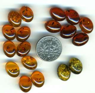   Baltic Amber One Pair 9x12mm Oval Amber Cabochons Sopot, Poland  