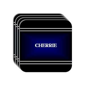 Personal Name Gift   CHERRIE Set of 4 Mini Mousepad Coasters (black 
