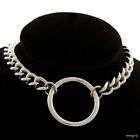 CHAINED CHOKER   LEATHER   1/2 COLLAR   3/8 CHAIN