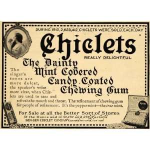  1911 Ad Singers Tone Speaker Voice Chiclets Chewing Gum 
