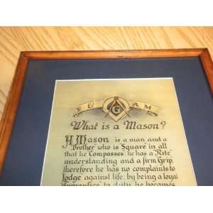   FRAMED Masonic Print What is a Mason poem Master Mason Freemasonry