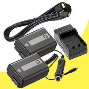  Batteries w/Charger + Mini HDMI for Sony SLTA55V SLTA35 SLTA33 