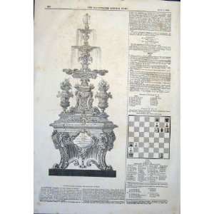  Silver Fountain Pasha Egypt Chess Old Print 1845