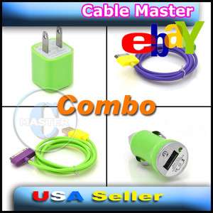   AC POWER ADAPTER CAR CHARGER iPOD TOUCH iPHONE 3G 4 4G S *USB CABLE