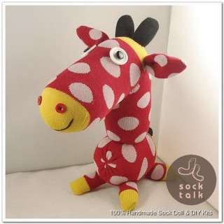 Handmade Red Dots Sock Monkey Giraffe Stuffed Animals Baby Toy  