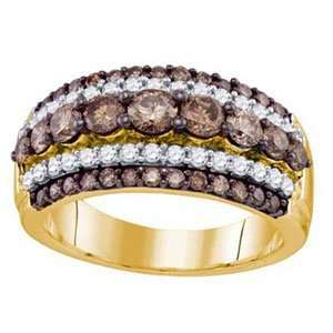   Chocolate & White Diamond 10k Yellow Gold Fashion Right Hand Ring