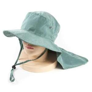   Ladies Wide Brim Summer Sun Protection Flap Hat Green 