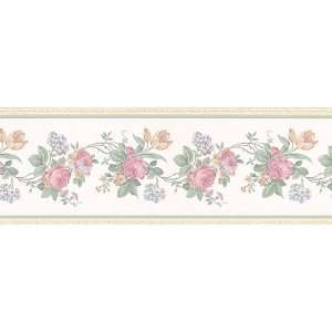  Bordered Floral Green Wallpaper Border in Border Resource 