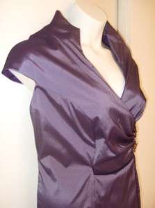 XSCAPE purple satin JEWELED waist stretch PARTY DRESS VNECK new PLUS 