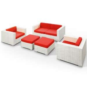 Outdoor Patio Wicker Sofa Sectional Malibu 5 Piece Set in 