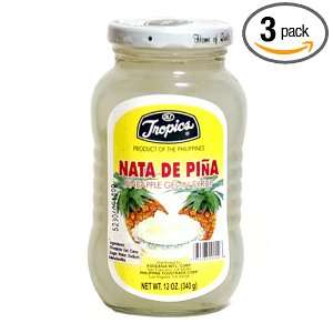 Tropics Pineapple Gel In Syrup   Nata De Pina, 12 Ounce Jars (Pack of 