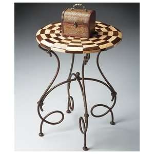  Butler Textured Brown Metal Base Accent Table Furniture & Decor